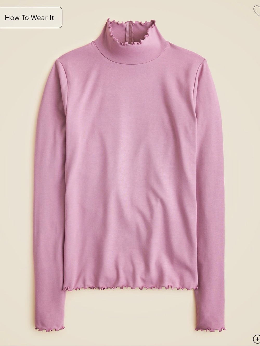 J Crew XS Refined rib lettuce-trim turtleneck In Dusty Rose CP549